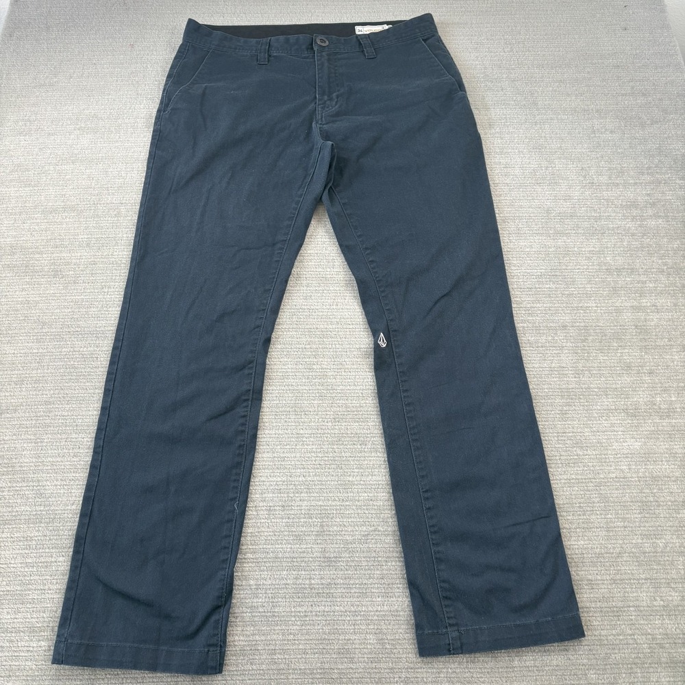 Volcom Frickin Modern Chino Pant Mens 34x30 Blue Stretch Chino Golf Skate Casual